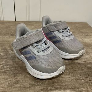 Adidas Baby Size 4 Sneakers, Gray with Pink Accents